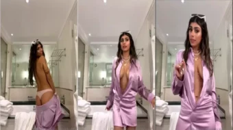 Mia Khalifa con tacones altos prueba suerte en un video filtrado de OnlyFans topless