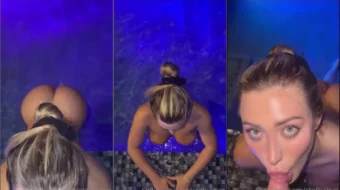 Vídeo filtrado de Stefanie, nadando en la piscina
