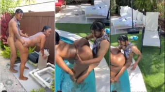 Zmeena Orr grande trasero contra Lil D gran pene - piscina al aire libre