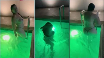 Yurian en la piscina de bikini caliente