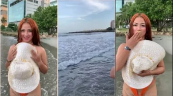 Video Maryuri Tello caminando en Bikini Beach